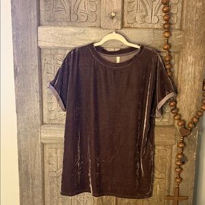 Wishlist Velvet Brown Short Sleeve Top Size S/M
